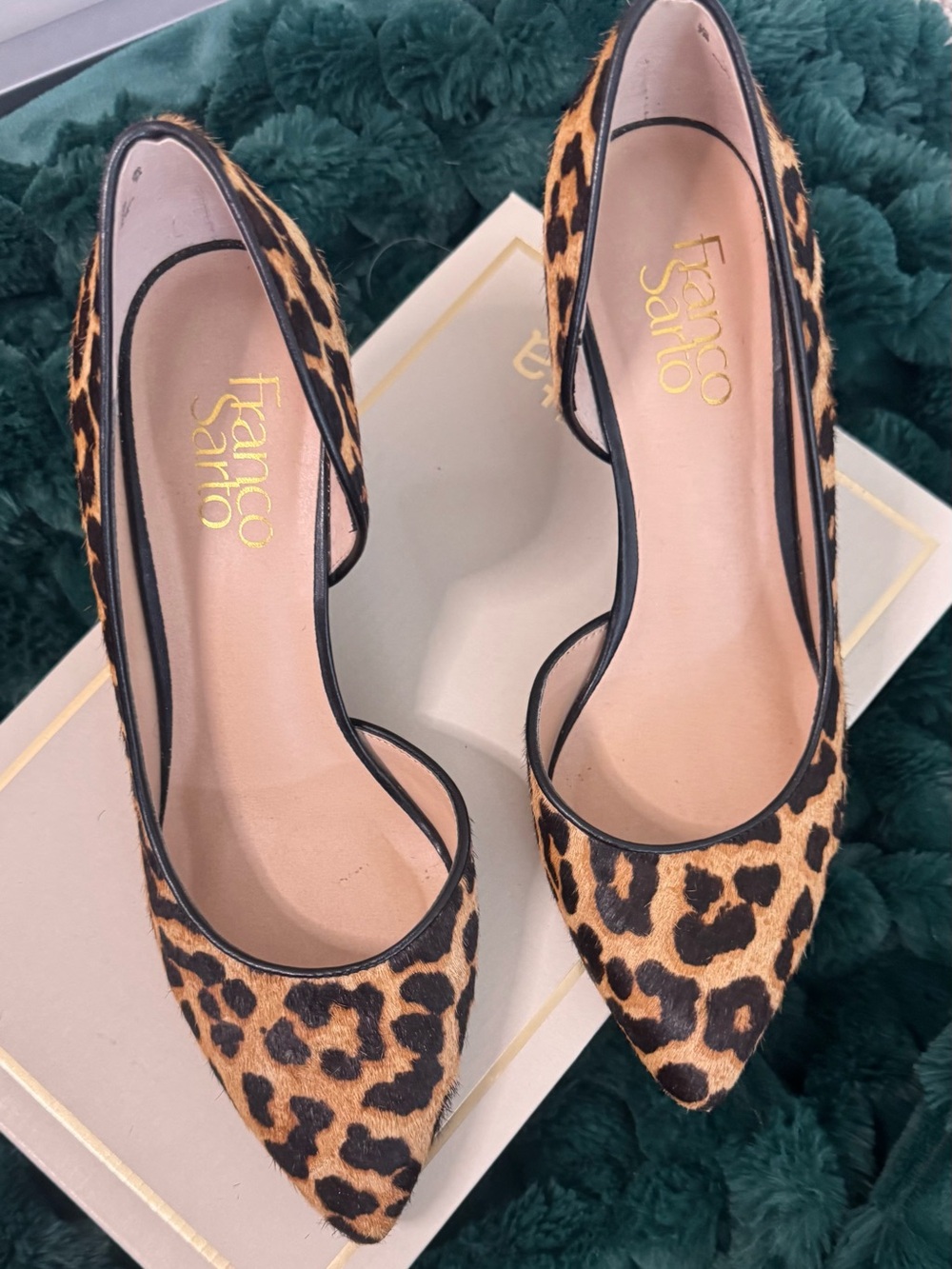 Franco Sarto Leopard Print Wedge Pumps in Tan and Black - Picture 5 of 7